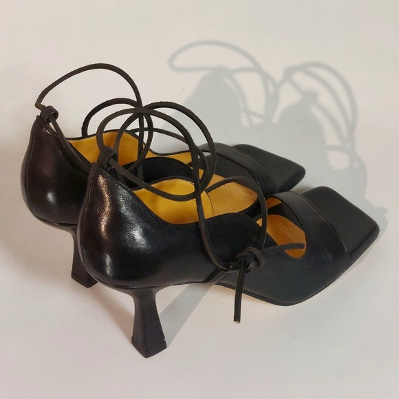 Chiarini Bologna black leather flared heel D'Orsay pumps, EU40, NWT - Picture 7 of 14